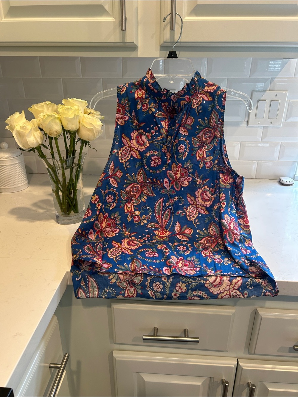 Sleeveless J.Crew Liberty Print Paisley Print Ruffled Neck Top